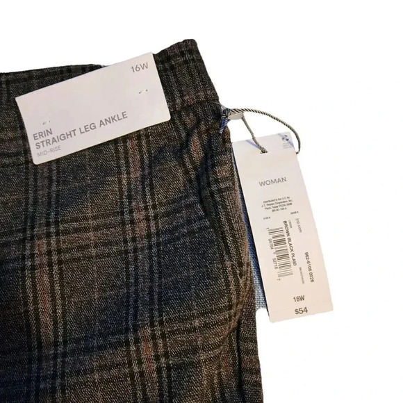 NEW Liz Claiborne Gray Windowpane Erin Straight Leg Ankle Mid-Rise Size 16W - Picture 3 of 7